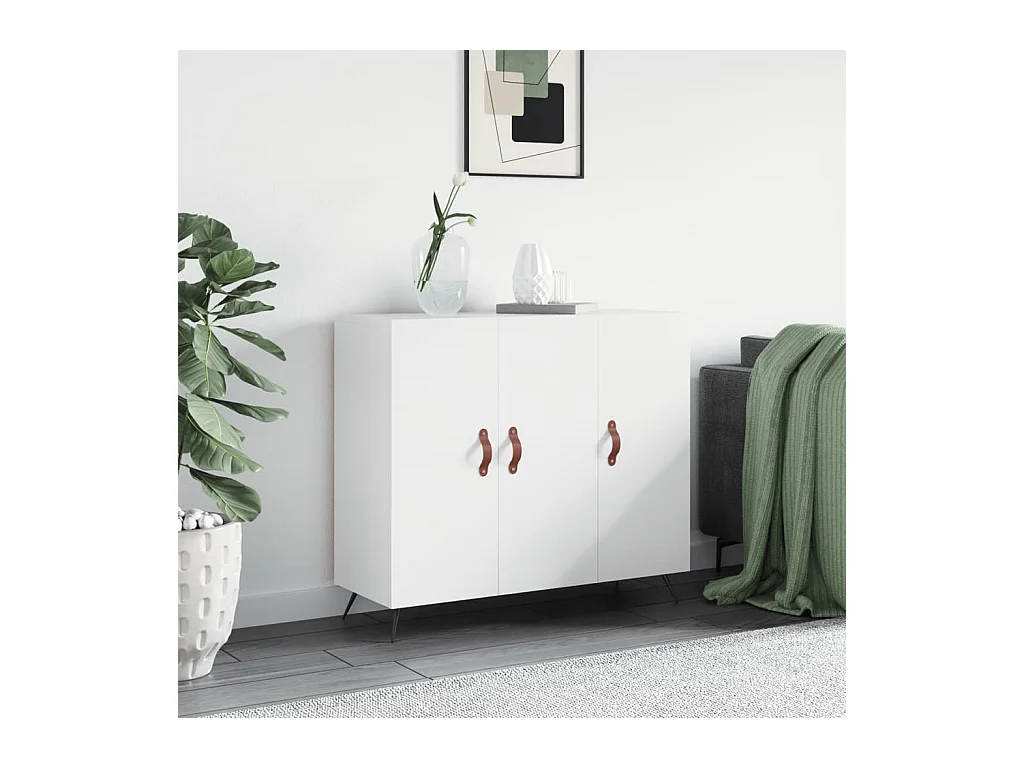 Credenza bianca 90x34x80 cm in legno ingegnerizzato