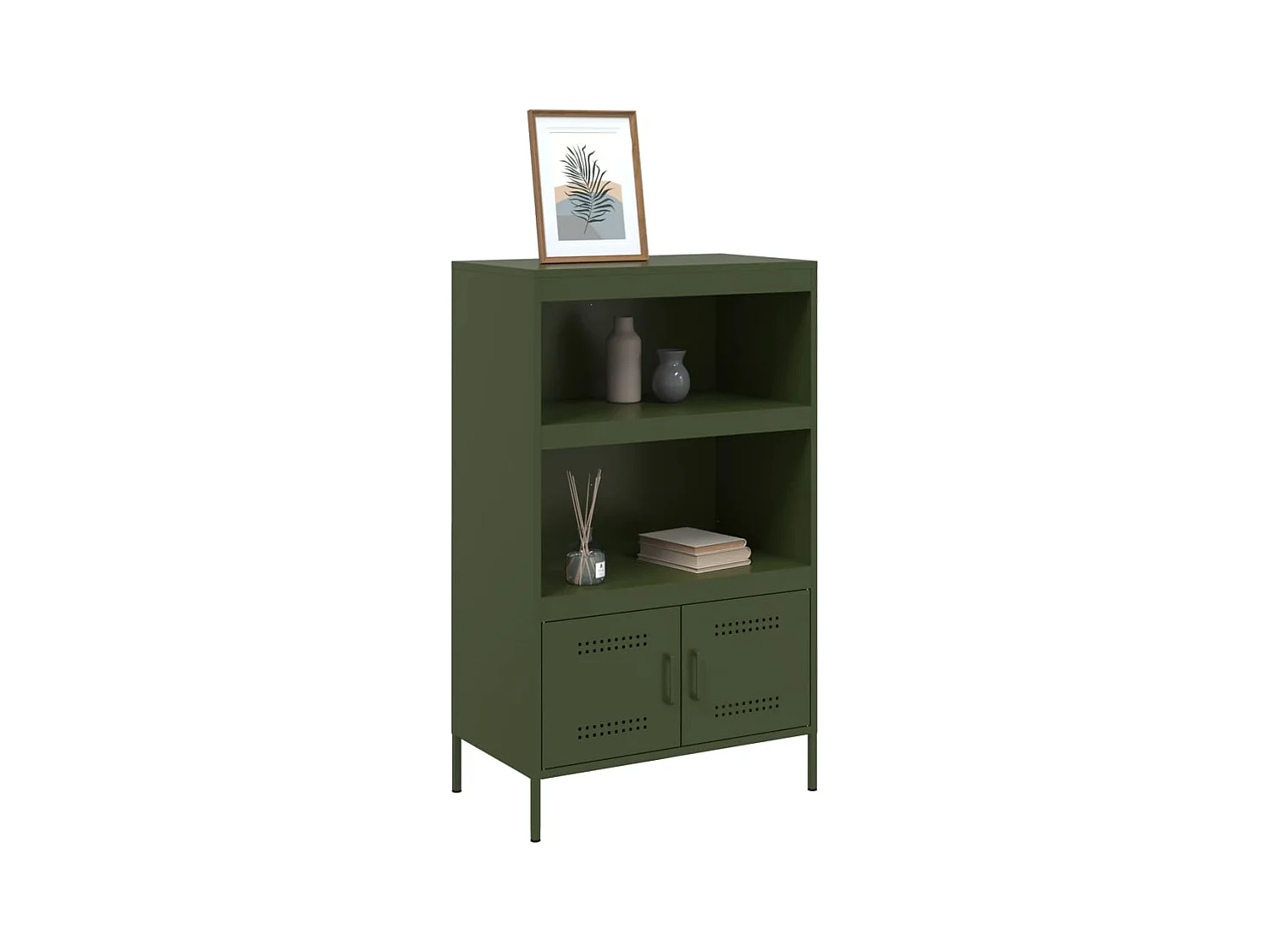 Buffet haut vert olive 68x39x113 cm acier