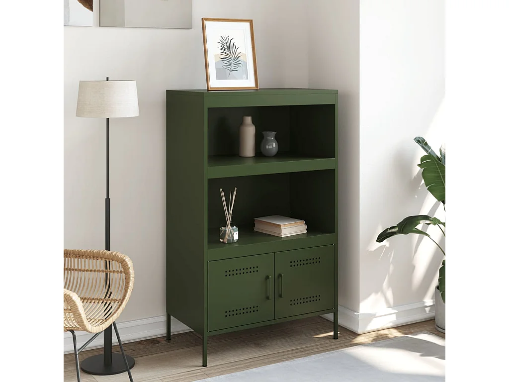 Aparador alto verde oliva 68x39x113 cm acero