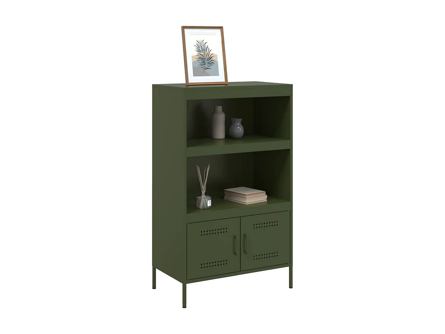 Aparador alto verde oliva 68x39x113 cm acero