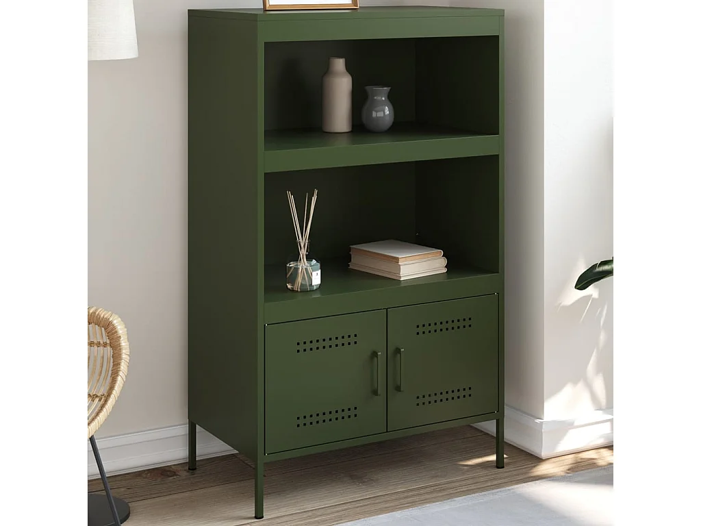 Aparador alto verde oliva 68x39x113 cm acero