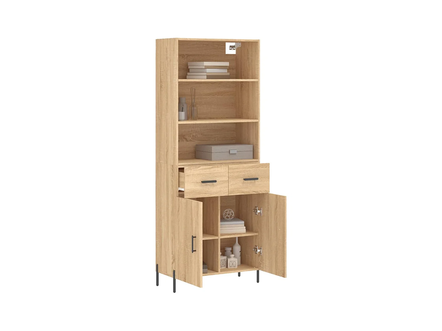 Credenza alta in rovere Sonoma 69,5x34x180 cm Legno ingegnerizzato