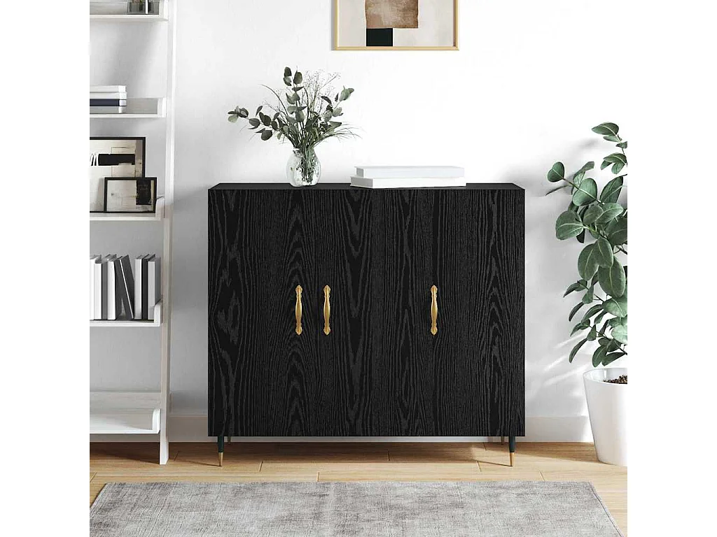 Buffet Noir 90 x 34 x 80 cm Bois d'ingénierie