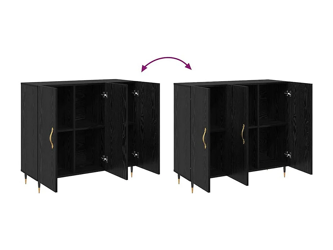 Buffet Noir 90 x 34 x 80 cm Bois d'ingénierie