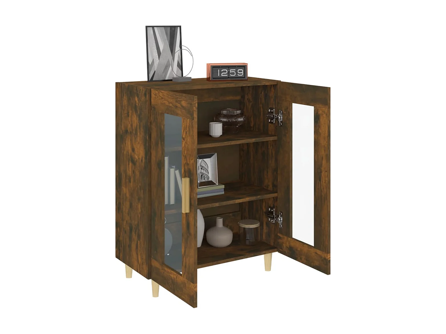 Aparador de roble ahumado 69,5x34x90 cm madera de ingeniería