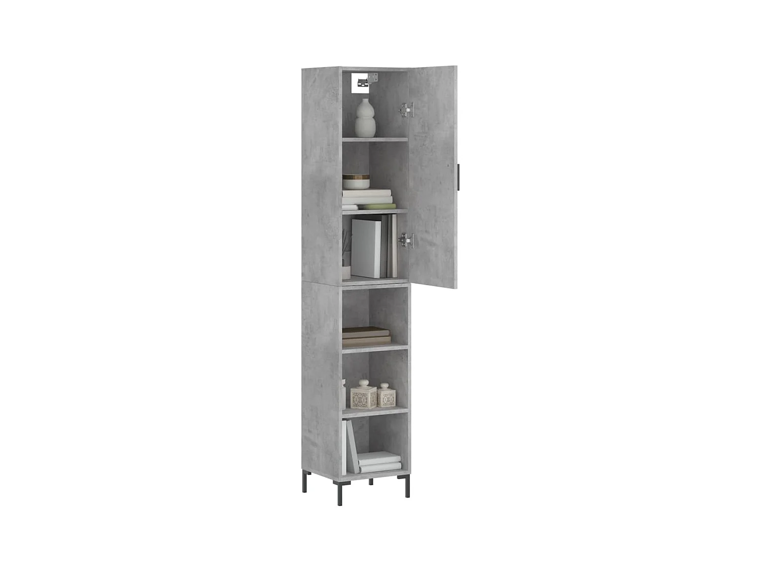 Buffet haut Gris béton 34,5x34x180 cm Bois d'ingénierie