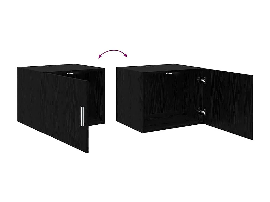 Zwarte eiken wandkast 50 x 42,5 x 40 cm bewerkt hout