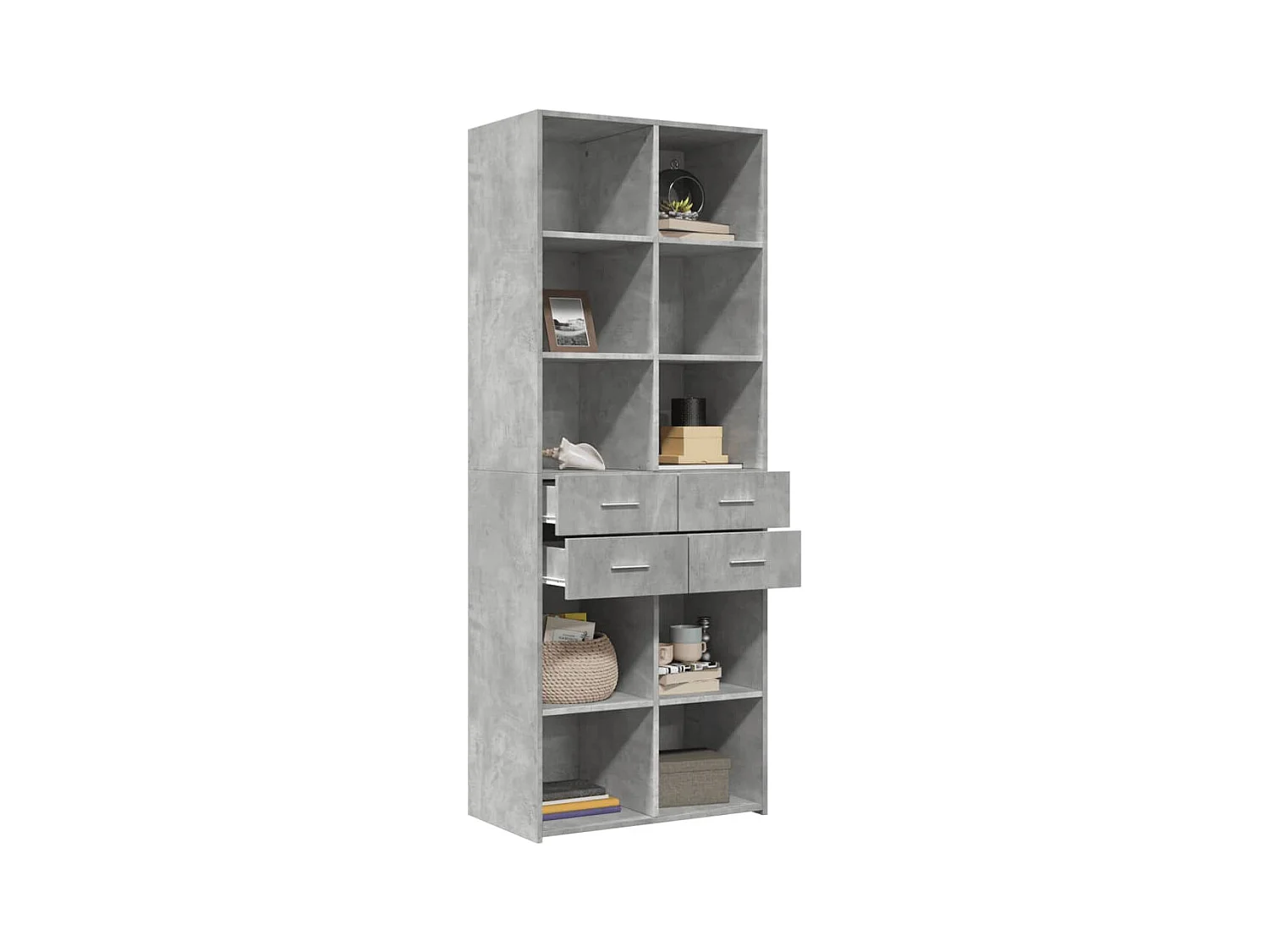 Betongrijs hoog dressoir 70x42,5x185 cm bewerkt hout