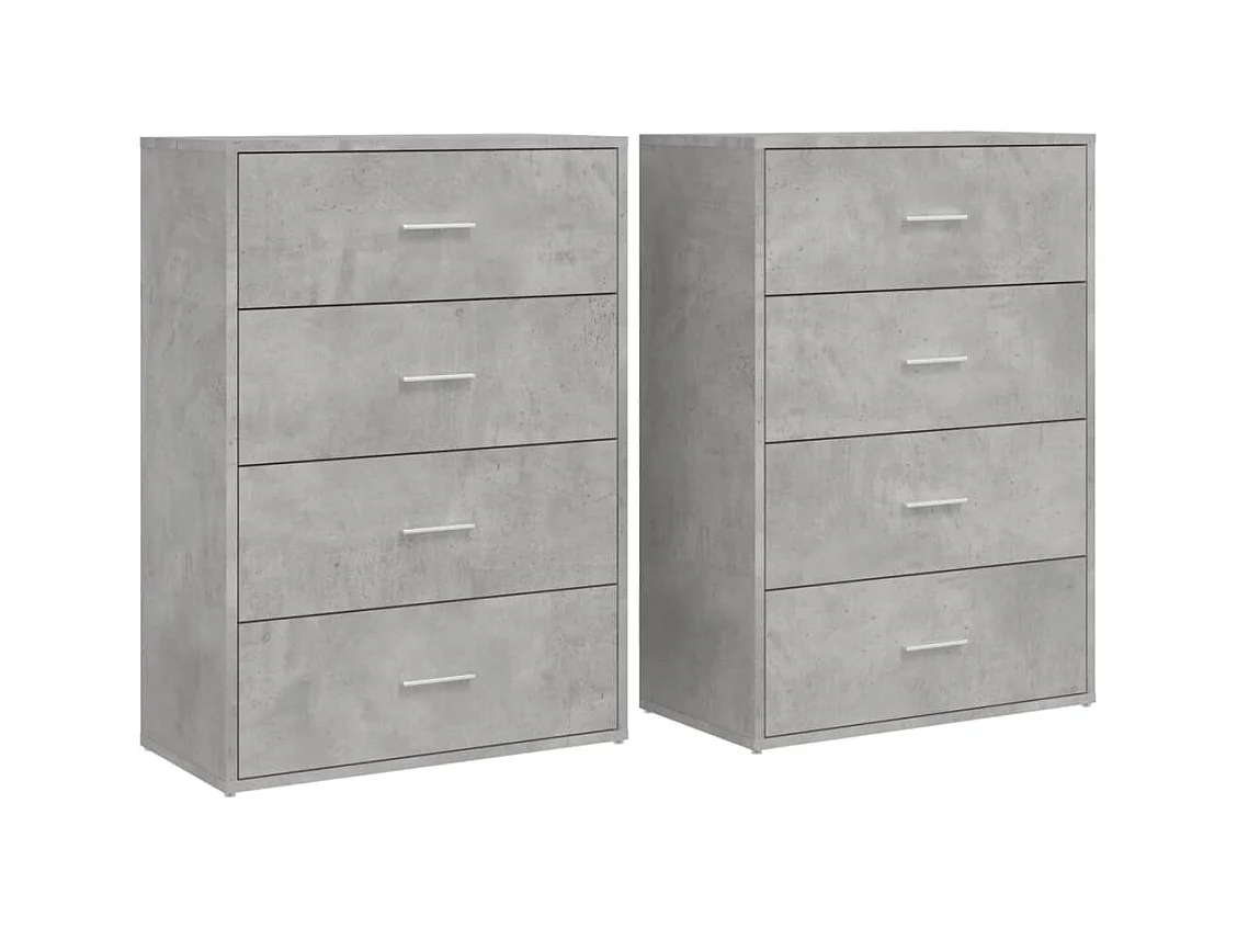 Buffets 2 pcs gris béton 60x31x84 cm bois d'ingénierie