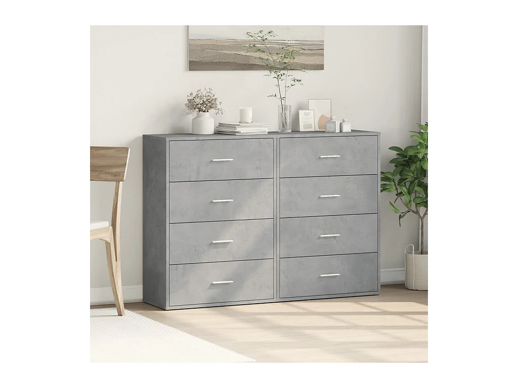 Buffets 2 pcs gris béton 60x31x84 cm bois d'ingénierie