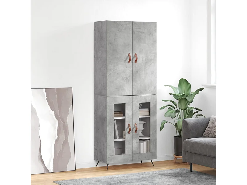 Credenza alta Grigio cemento 69,5x34x180 cm Legno ingegnerizzato