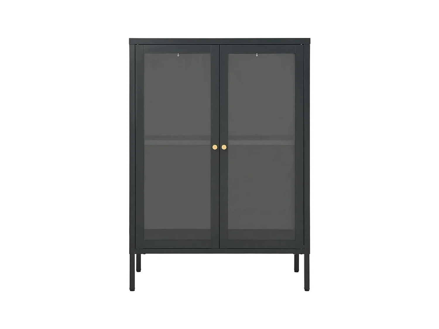 Aparador Antracita 75x35x105 cm Acero y cristal