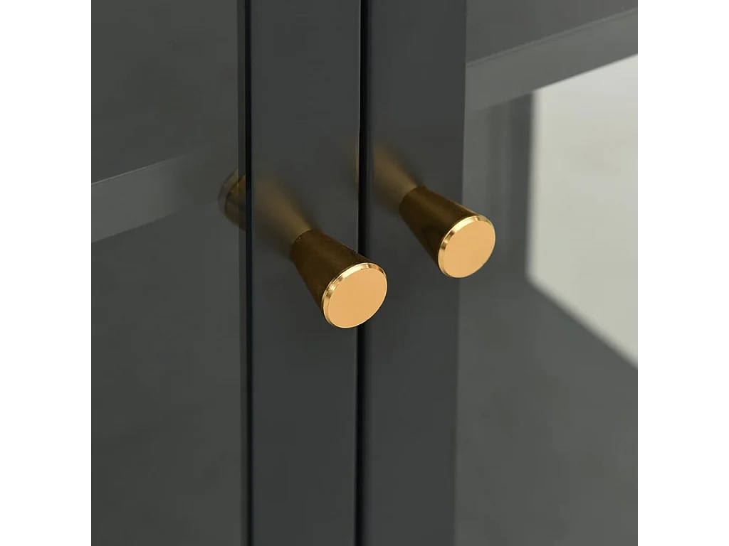 Aparador Antracita 75x35x105 cm Acero y cristal