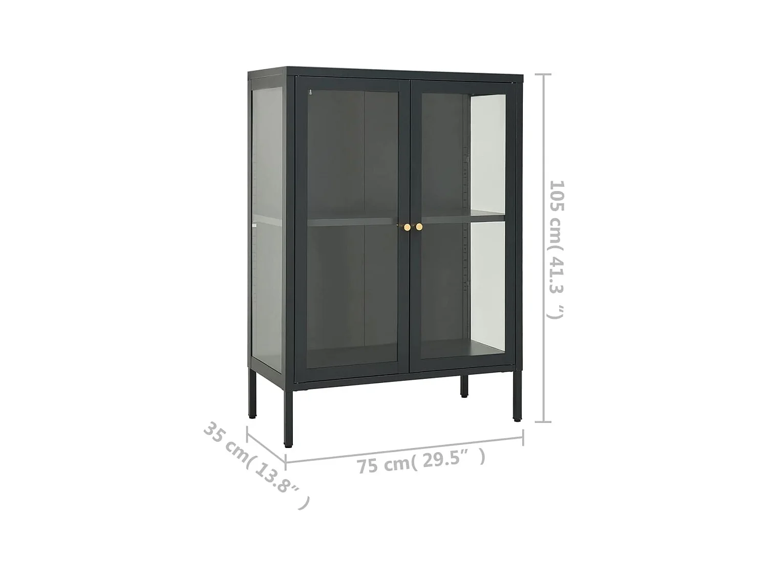 Antraciet Dressoir 75x35x105 cm Staal en glas