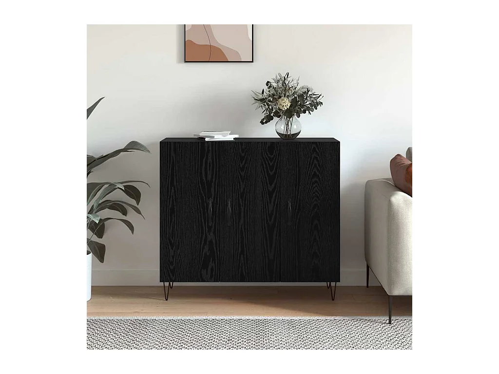 Buffet Chêne noir 90 x 34 x 80 cm Bois d'ingénierie