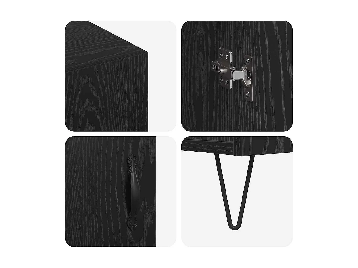 Credenza in rovere nero 90 x 34 x 80 cm in legno ingegnerizzato