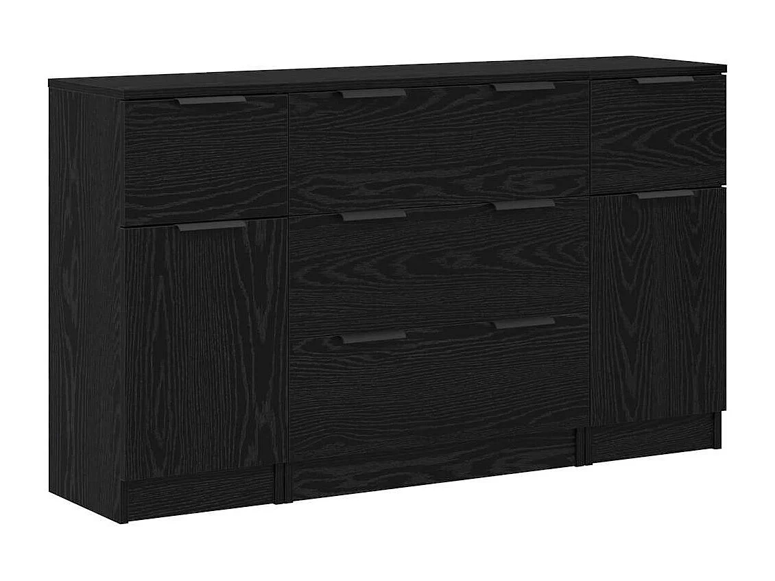 Credenza 3 pezzi Rovere nero 121 x 30 x 70 cm Legno ingegnerizzato