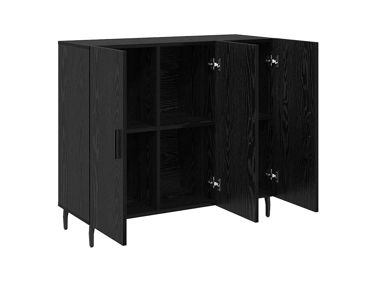 Zwart dressoir 90 x 34 x 80 cm bewerkt hout