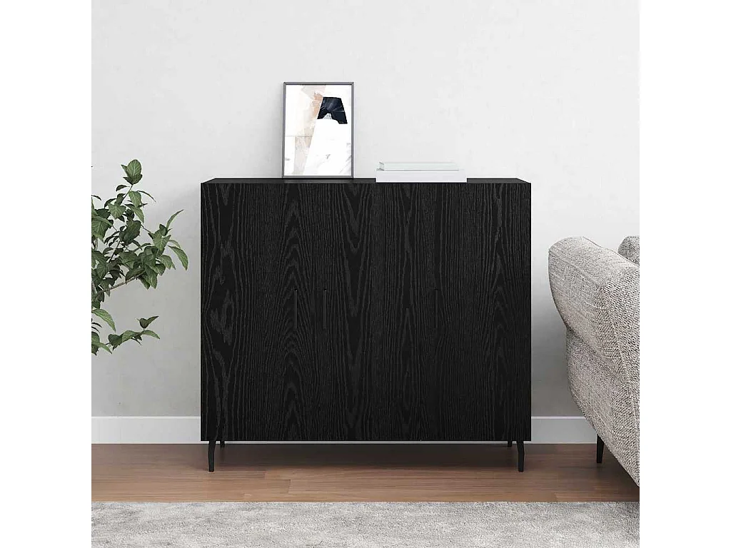 Buffet Noir 90 x 34 x 80 cm Bois d'ingénierie
