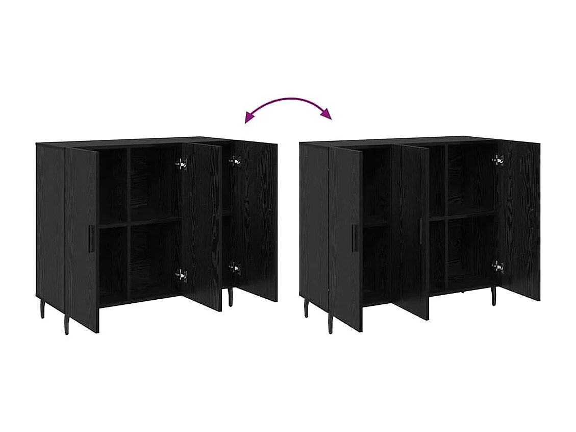 Buffet Noir 90 x 34 x 80 cm Bois d'ingénierie