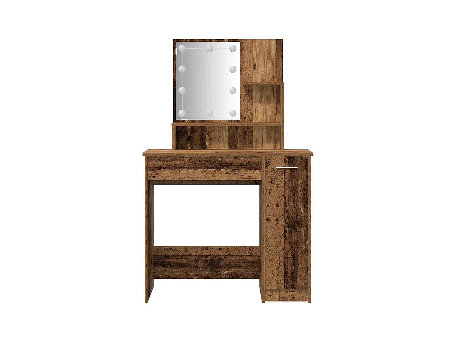 Ensemble de coiffeuse avec LED vieux bois bois d'ingénierie