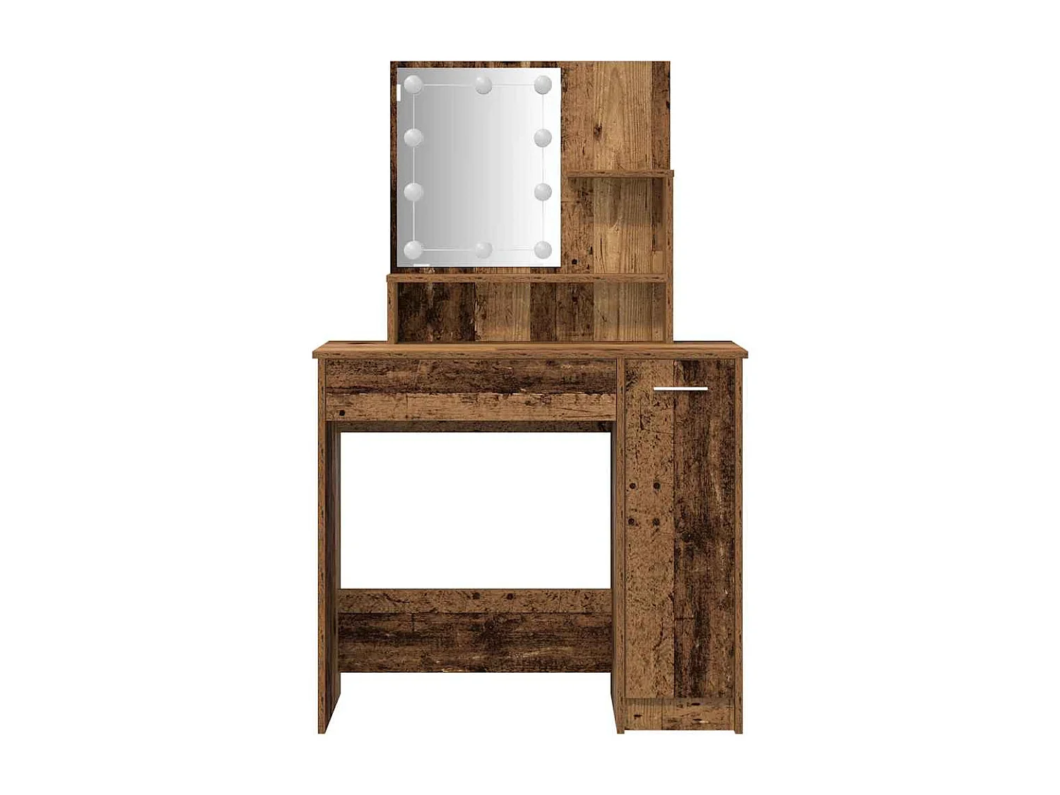 Ensemble de coiffeuse avec LED vieux bois bois d'ingénierie