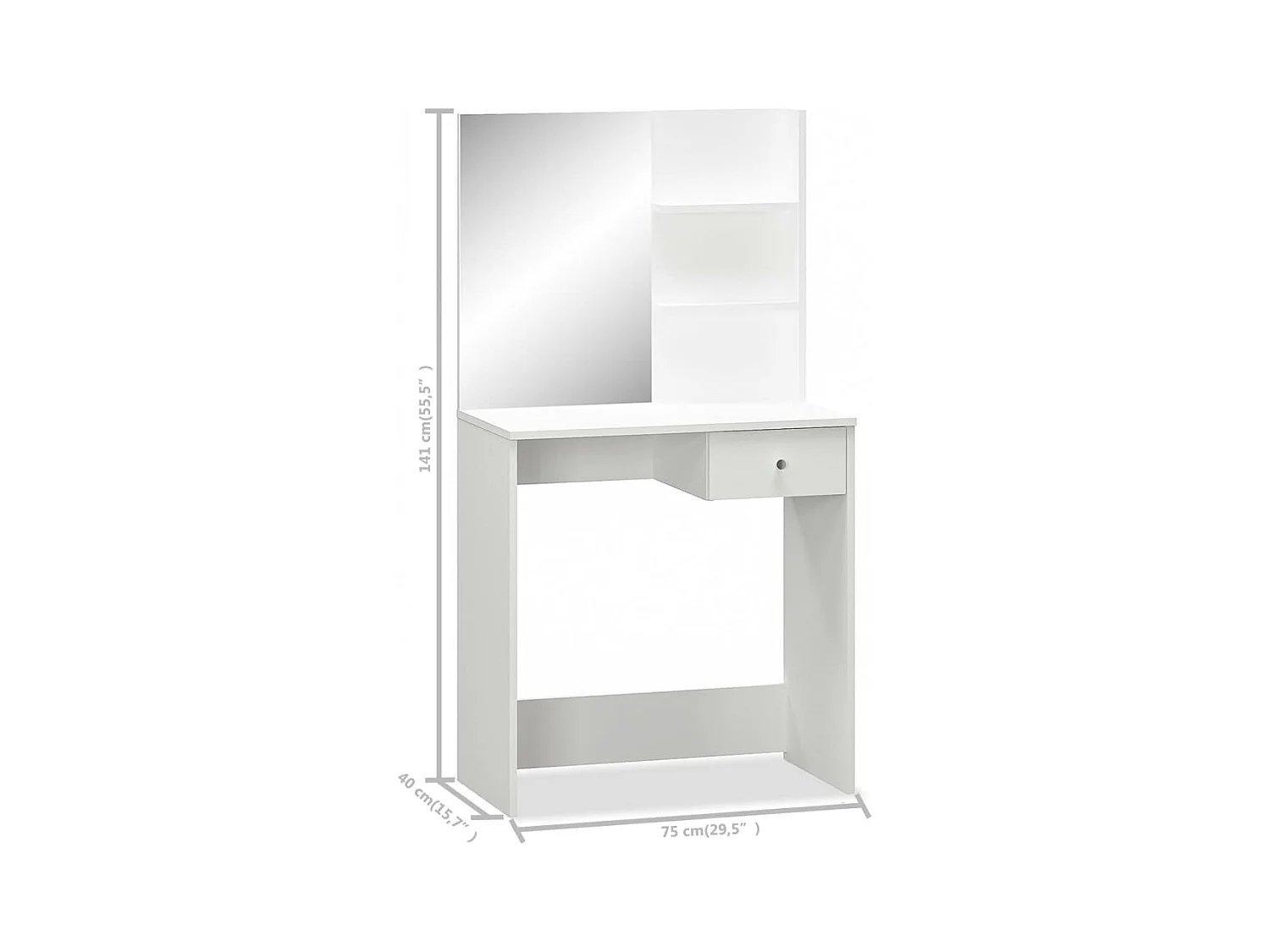 Kaptafel Bewerkt hout 75x40x141 cm Wit