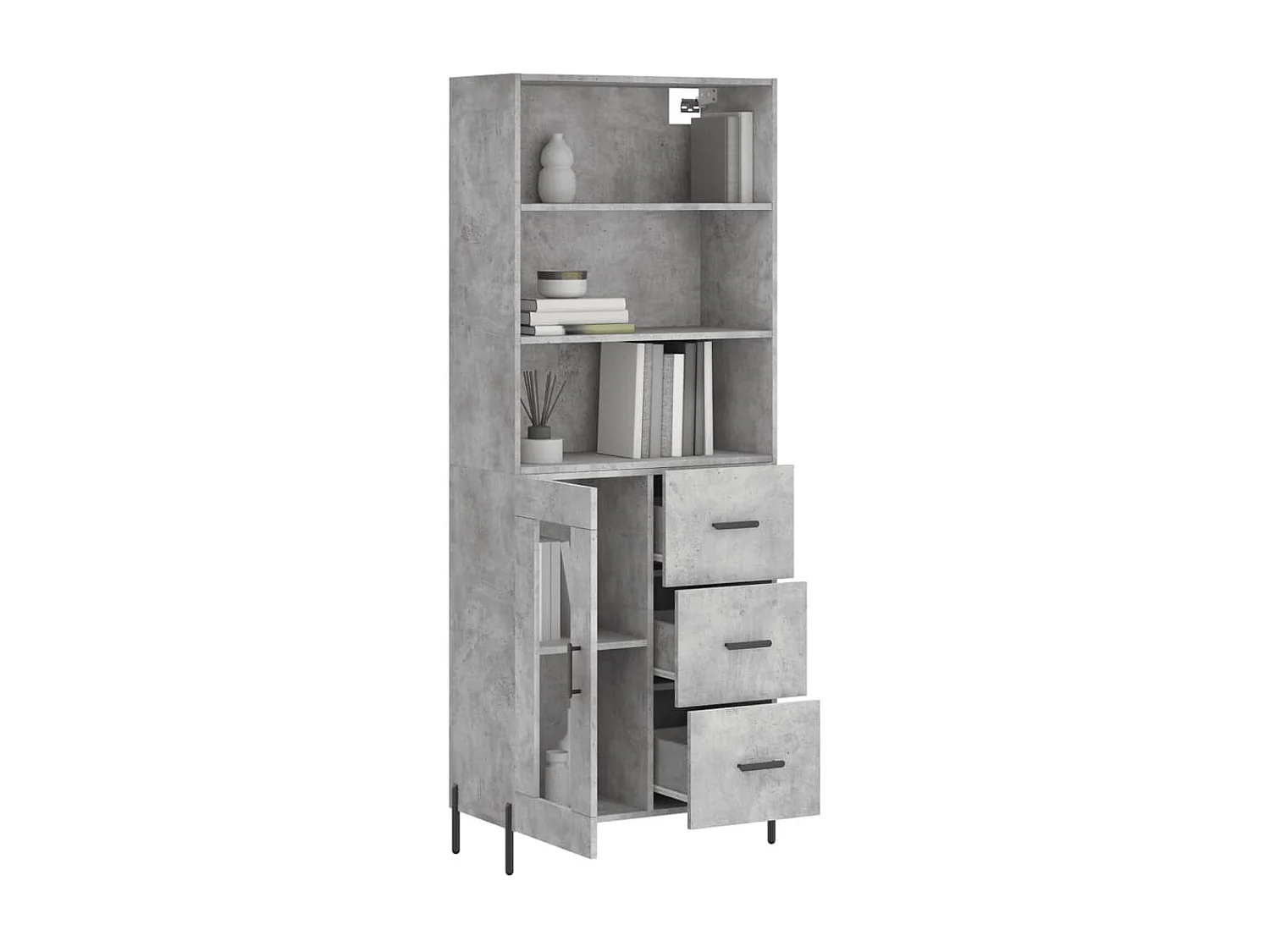 Credenza alta Grigio cemento 69,5x34x180 cm Legno ingegnerizzato