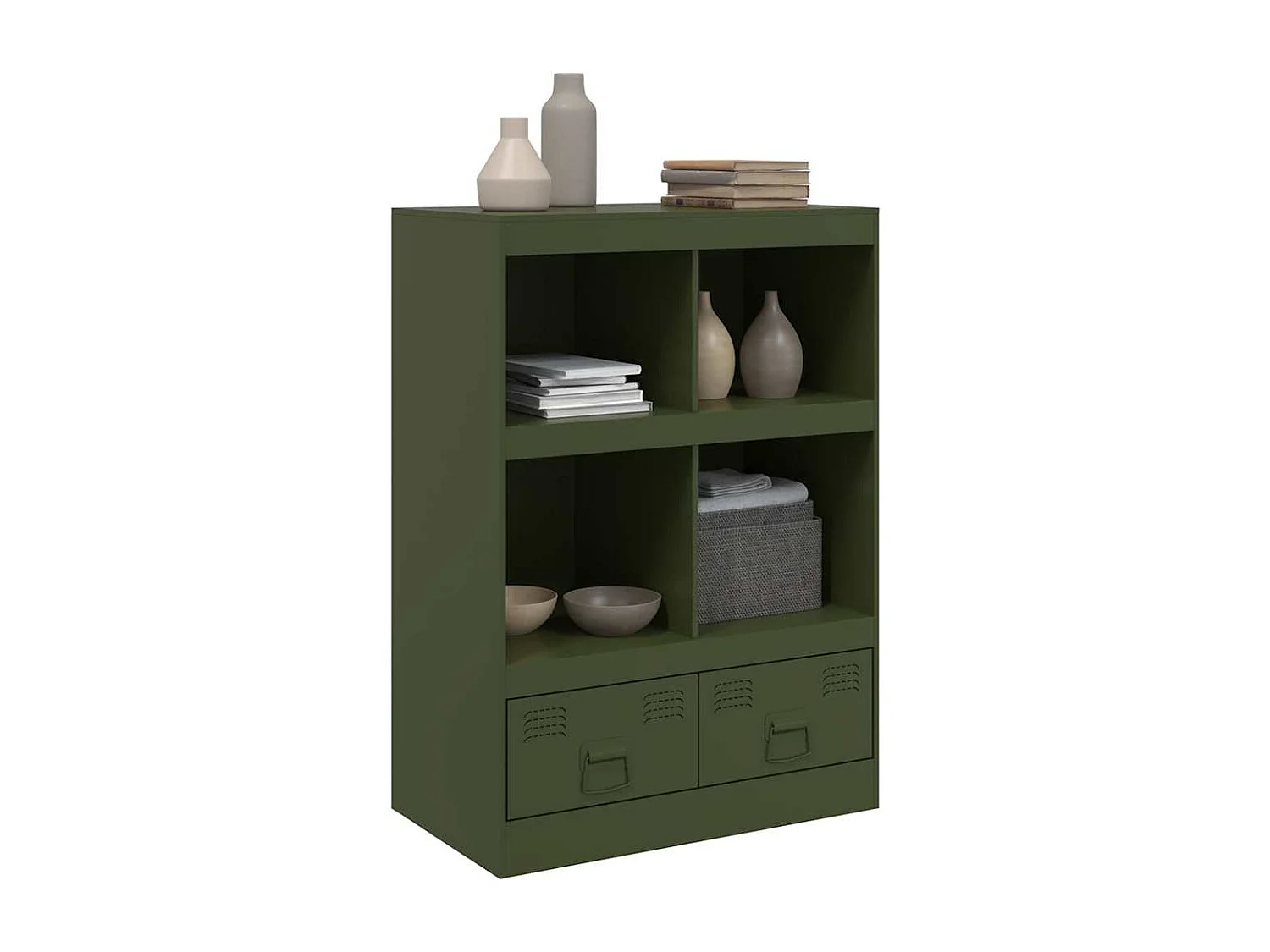 Aparador verde oliva 67x39x95 cm acero