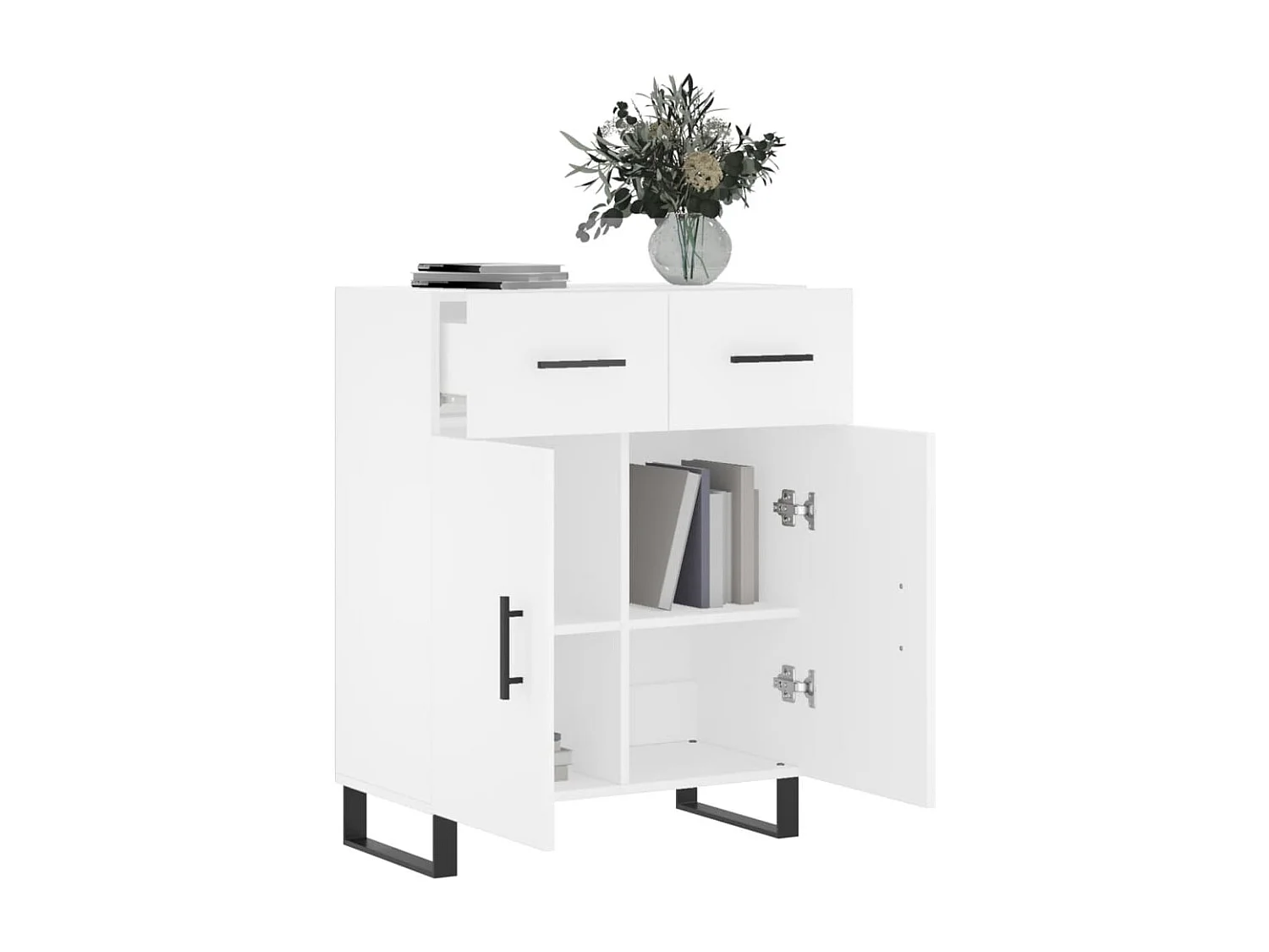 Credenza bianca 69,5x34x90 cm in legno ingegnerizzato