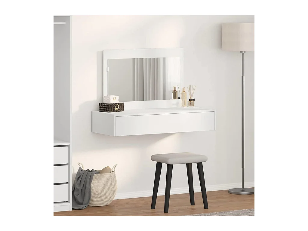 Table de Toilette Blanc 100 x 40 x 70 cm Bois d'ingénierie