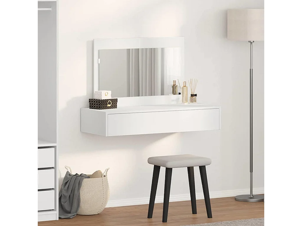 Table de Toilette Blanc 100 x 40 x 70 cm Bois d'ingénierie