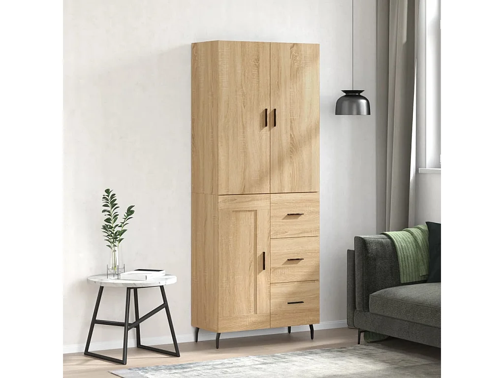 Hoog dressoir Sonoma eiken 69,5x34x180 cm Technisch hout