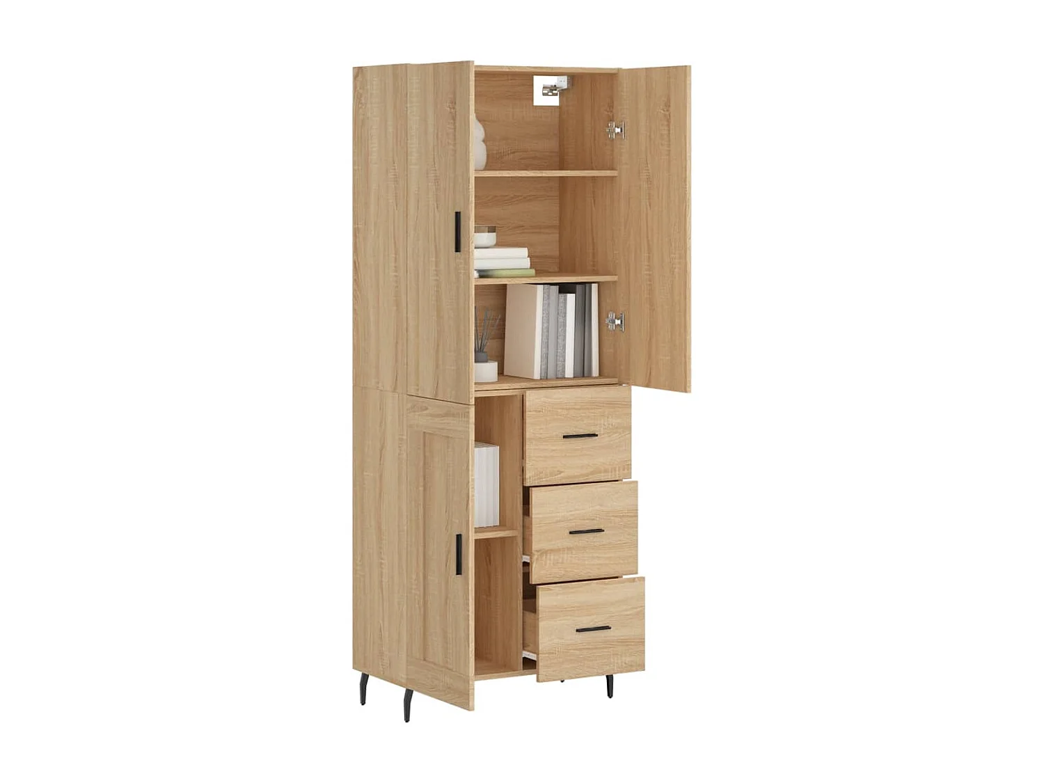Hoog dressoir Sonoma eiken 69,5x34x180 cm Technisch hout