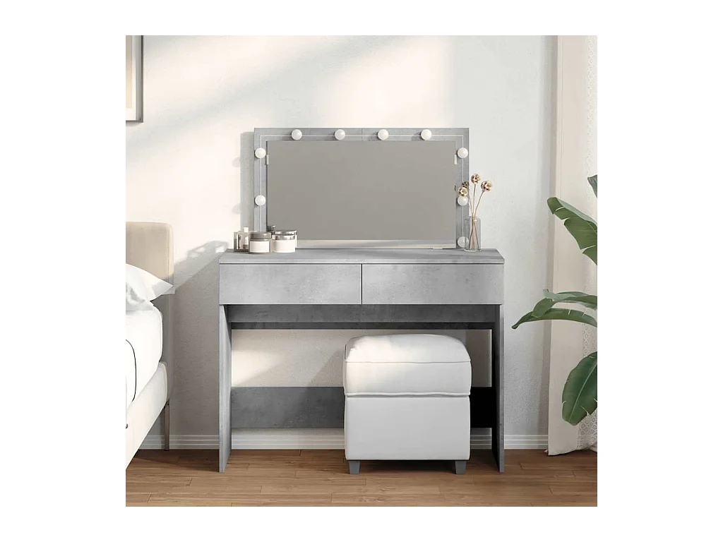 Betongrijze kaptafel met LED's 100x40x120 cm