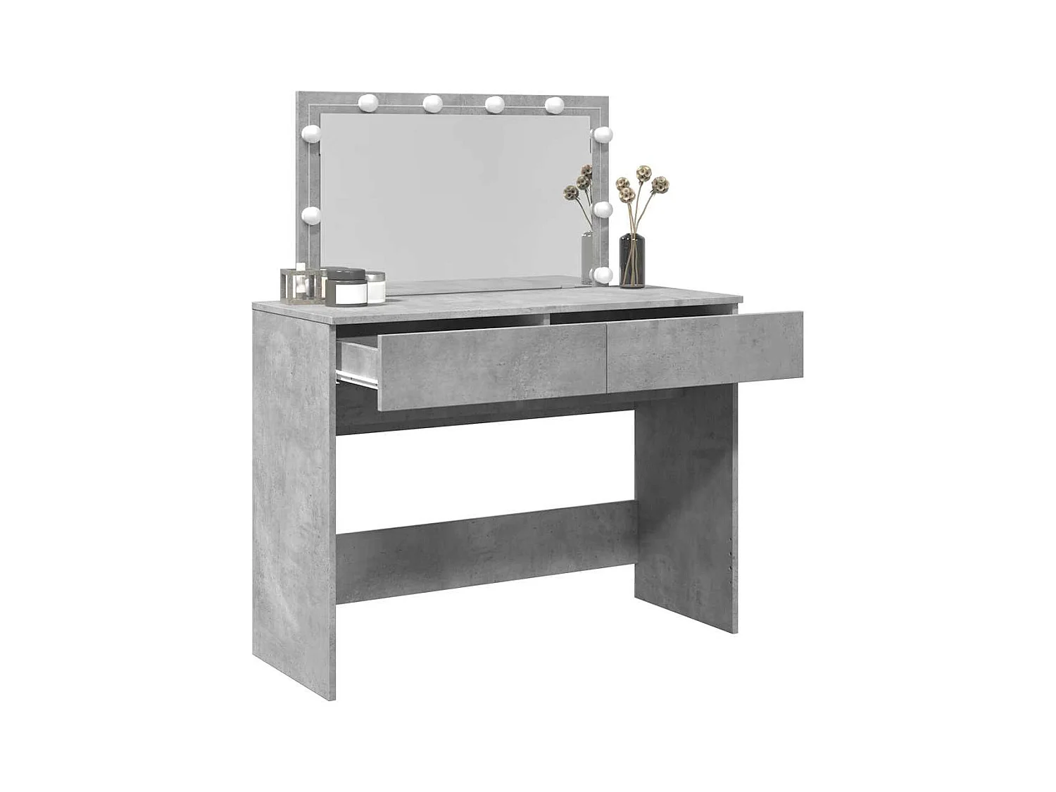 Betongrijze kaptafel met LED's 100x40x120 cm