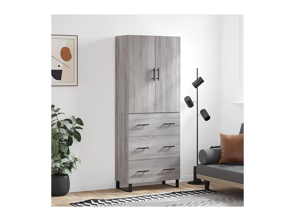 Sonoma hoog dressoir grijs 69,5x34x180 cm Technisch hout
