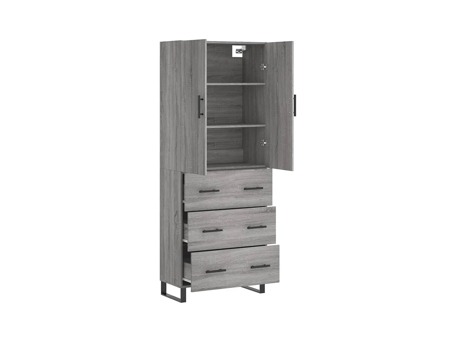Sonoma hoog dressoir grijs 69,5x34x180 cm Technisch hout