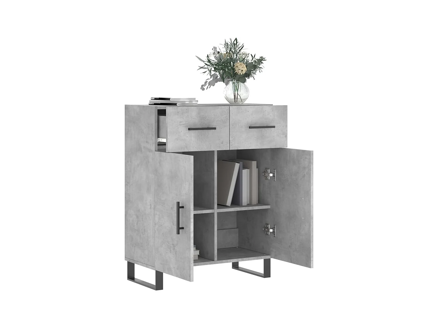 Credenza grigio cemento 69,5x34x90 cm in legno ingegnerizzato
