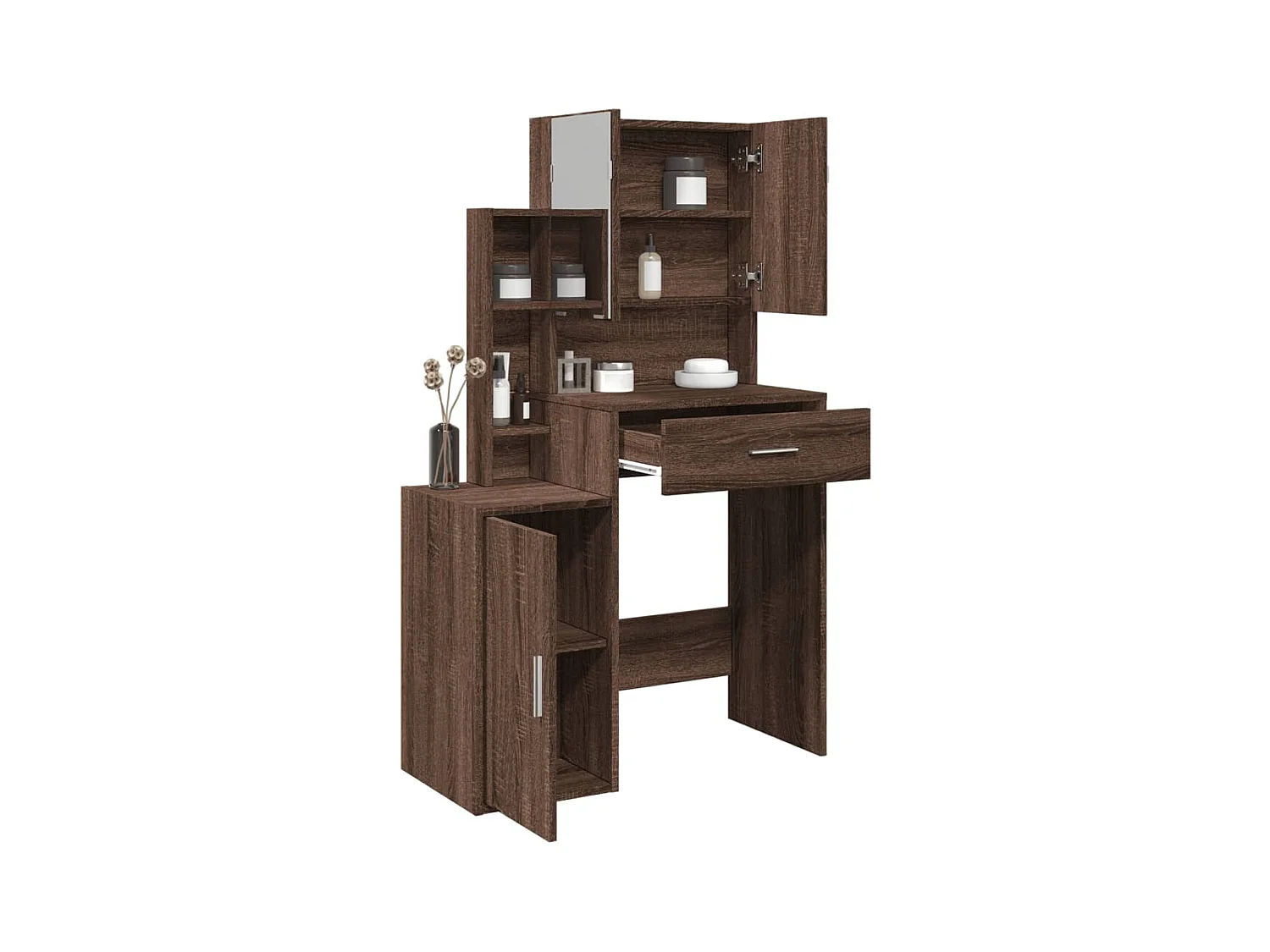 Kaptafel met kast bruin eiken 80x35x132 cm