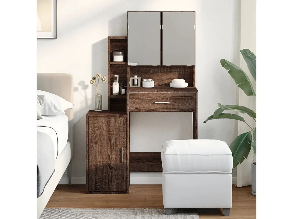 Tocador con mueble roble marrón 80x35x132 cm