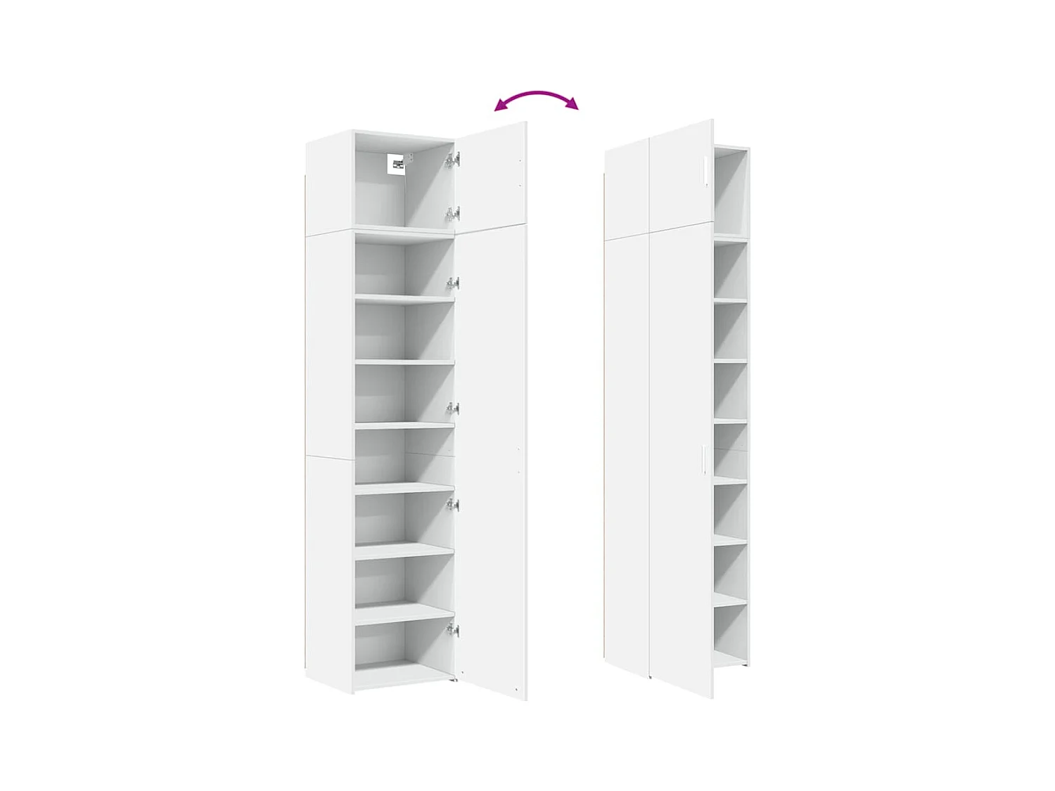 Slanke witte opbergkast 50x42,5x225 cm