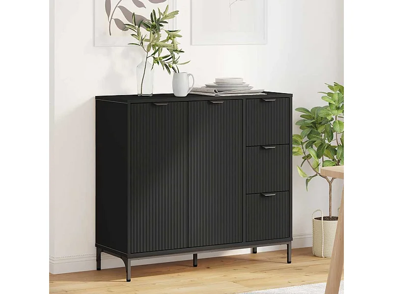 Buffet avec tiroir Noir 89,5 x 33 x 82 cm Bois d'ingénierie