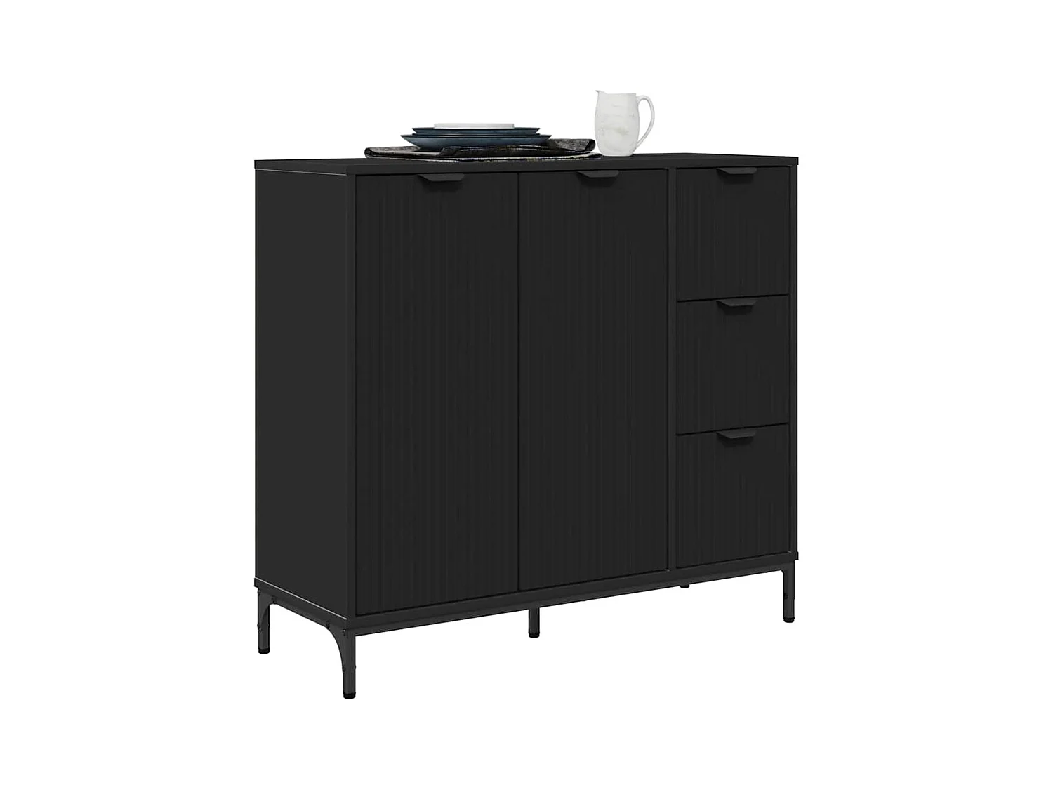Sideboard mit Schublade Schwarz 89,5 x 33 x 82 cm Holzwerkstoff