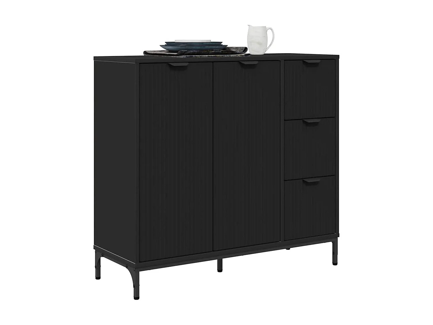 Buffet avec tiroir Noir 89,5 x 33 x 82 cm Bois d'ingénierie