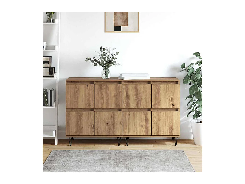 Buffets 2 pcs chêne artisanal 120 x 35 x 70 cm