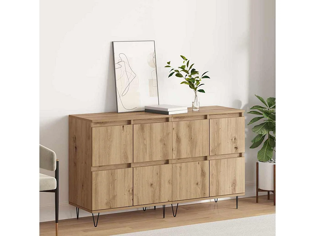 Buffets 2 pcs chêne artisanal 120 x 35 x 70 cm