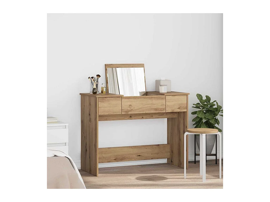 Table de Toilette avec tiroir chêne artisanal 100 x 45 x 76 cm