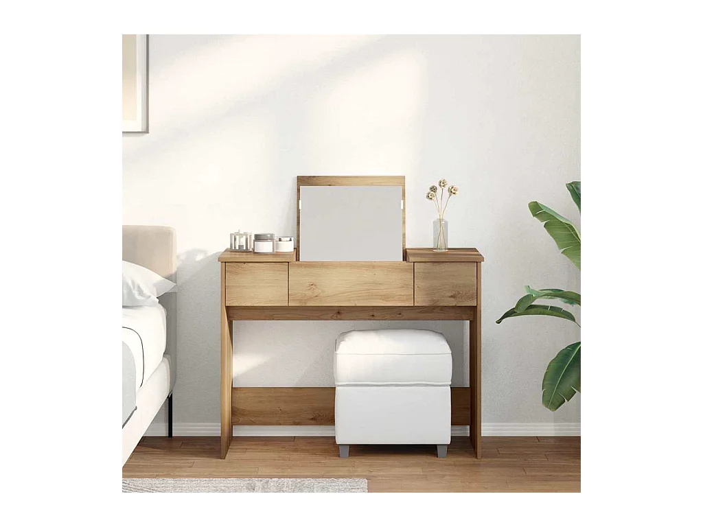 Table de Toilette avec tiroir chêne artisanal 100 x 45 x 76 cm