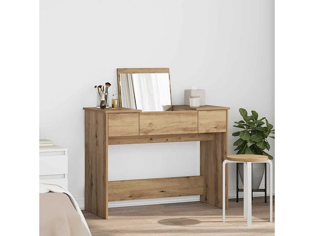 Table de Toilette avec tiroir chêne artisanal 100 x 45 x 76 cm